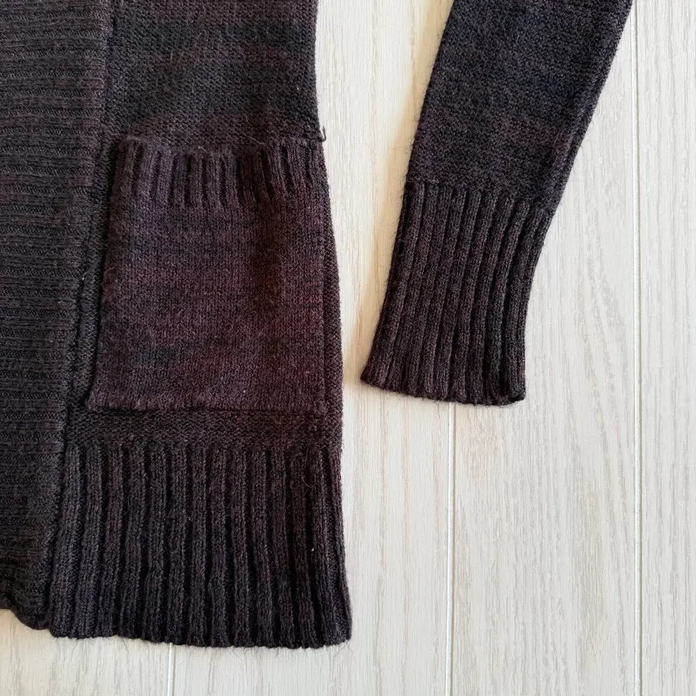 Ambiance Womens Size Small Brown Rib Cardigan Open Front Pockets